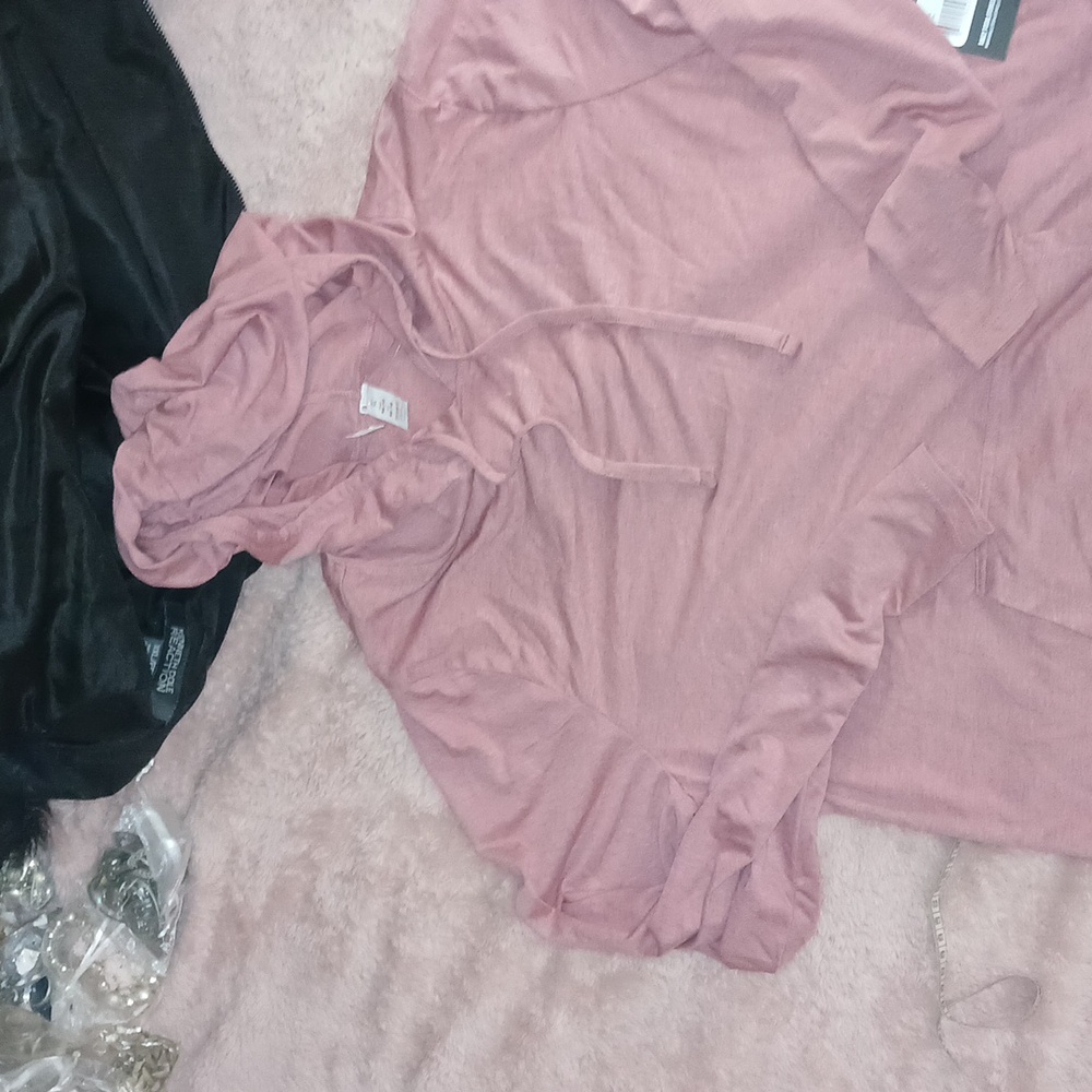 NWT Bally Total Fitness Women's Cathy Long Sleeve Pullover Hoodie Rose Pink XL